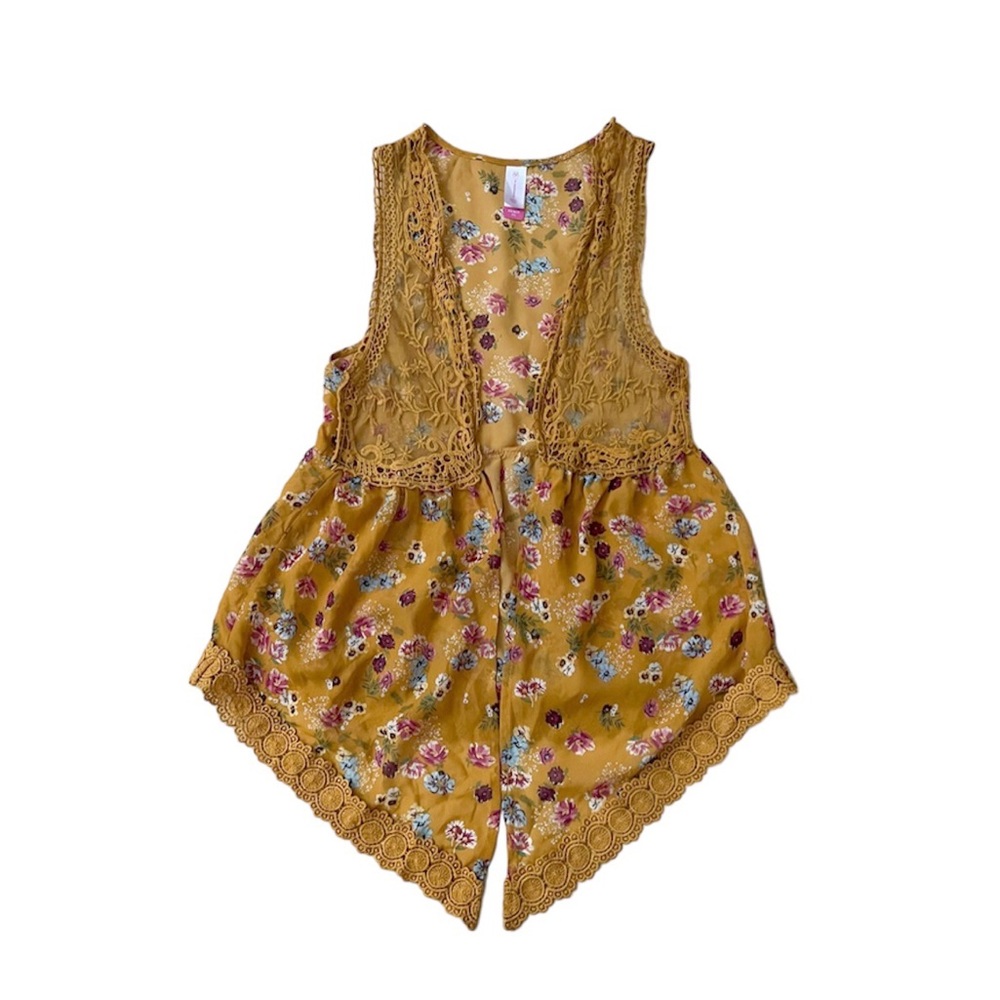 No Boundaries Yellow Floral Print Boho Vest Extra Small - Picture 10 of 10